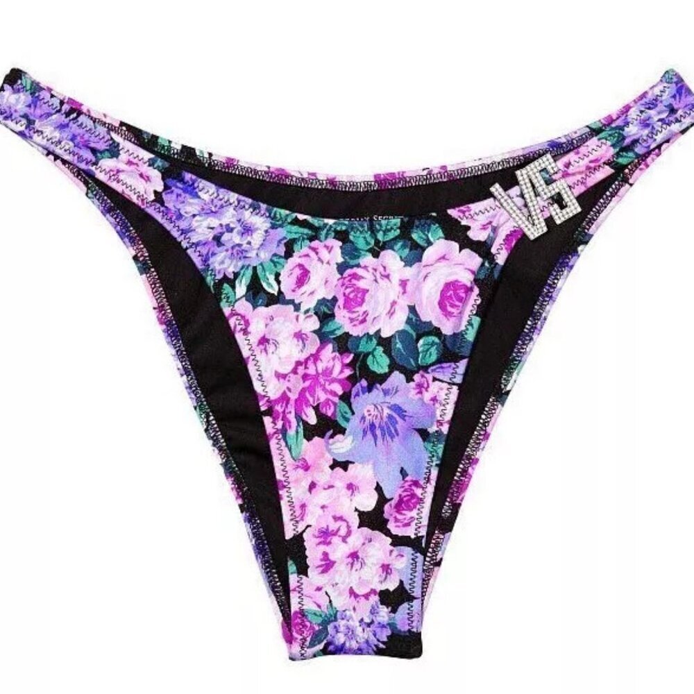 New! Victoria’s Secret Purple VS Shine Hardware Bikini Swim Bottom 4616